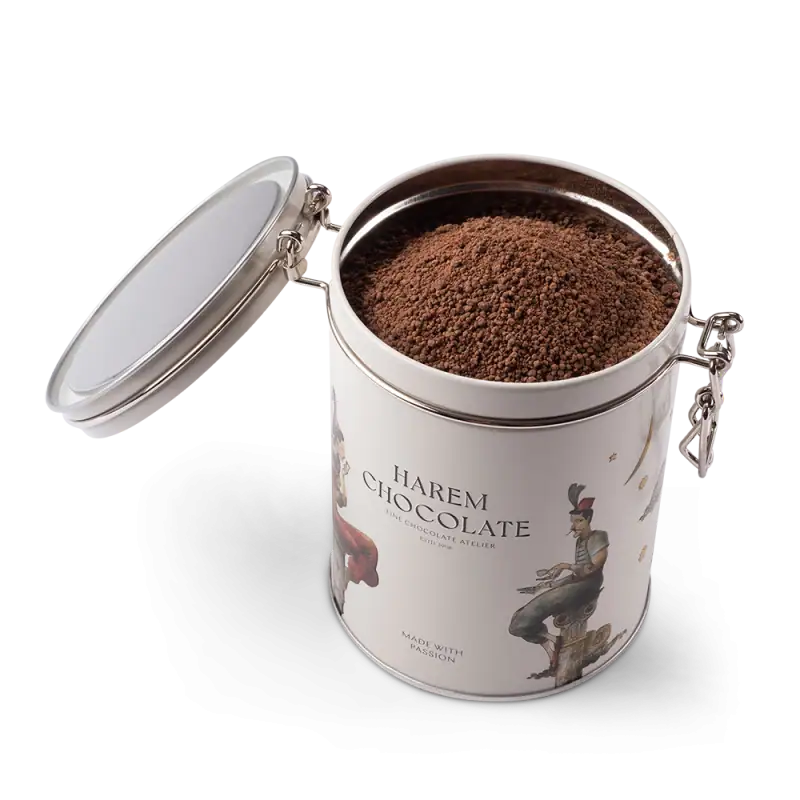 Finest Turkish Harem Chocolate in a decorative metal tin, perfect for gifting and enjoying authentic flavor, with fast shipping from Turkey.