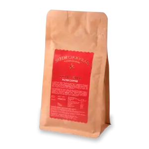 Rich roasted filter coffee in a brown paper bag with red label, from Turkey, offering fast shipping and high-quality beans for coffee lovers.