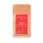 1. Package of Harem Chocolate Filter Coffee in brown paper bag with red label, featuring product details and nutrition facts.