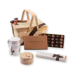 Luxurious Turkish chocolate gift set in a wicker basket with assorted pralines and elegant packaging, perfect for gifting or indulgence from Shop of Turkey.