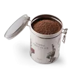 Rich Turkish ground coffee in a stylish tin container with “Harem Chocolate” branding, perfect for authentic Turkish coffee lovers seeking fast shipping from Turkey.