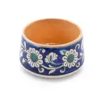 Colorful Turkish ceramic bowl with floral patterns, perfect for traditional serving or decorative purposes. Handcrafted in Turkey with vibrant blue, white, and green details.