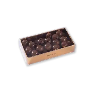 Silky milk chocolate truffles in a transparent box with elegant packaging, perfect for gifting or indulging, from Shop of Turkey for fast shipping worldwide.