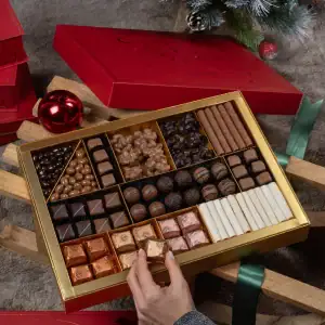 Luxury Turkish chocolates in a gold box, perfect for holiday gifting or celebrations.