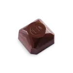 Premium Turkish chocolate cube with engraved “H” logo, glossy finish, and smooth texture, perfect for gifting or indulging in authentic Turkish flavors.