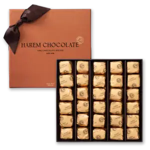 Rich Turkish chocolates in gold wrapping inside an elegant gift box, perfect for gifting or indulgence, with fast shipping from Turkey.