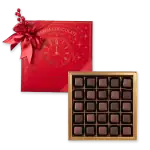 1. Luxurious Turkish chocolates gift box with 25 assorted chocolates, festive red packaging, and elegant design, perfect for holiday gifting.