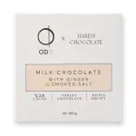 Smooth white chocolate bar with ginger and smoked salt, 36% cacao, fruity notes, 100g package from Turkey Shop.