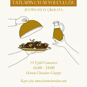 Sweet chocolate and olive oil platter for a Turkish event, illustration of chocolates, olive branches, and olive oil bottle, highlighting Turkish flavors and culture.