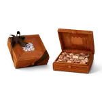 1. Wicker gift box with a ribbon showcasing assorted chocolates inside, perfect for gifting from Turkey.