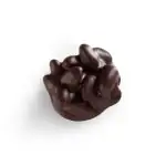 Dark chocolate cluster with a glossy finish, shaped like a cluster of beans, perfect for sweet cravings.