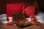 Luxurious Turkish chocolates gift box with assorted chocolates, caramel bites, and pralines, perfect for holiday celebrations and fast shipping from Turkey.