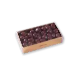 Delicious dark chocolate-covered braced almonds in a cream-colored box with a clear lid from Shop of Turkey. Perfect for gifting or indulging yourself.