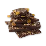 Decadent Turkish dark chocolate with mixed nuts and seeds, stacked beautifully for a rich, crunchy treat. Perfect for gifting or indulgence.