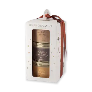 Delicious Turkish chocolate gift set with three varieties in decorative packaging, perfect for gifting or indulgence, available with fast shipping from Turkey.