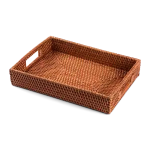 Handwoven brown rattan basket for organizing or serving, lightweight and durable. Perfect for kitchen, home decor, or gift use. Stylish and functional storage solution from Shop of Turkey.