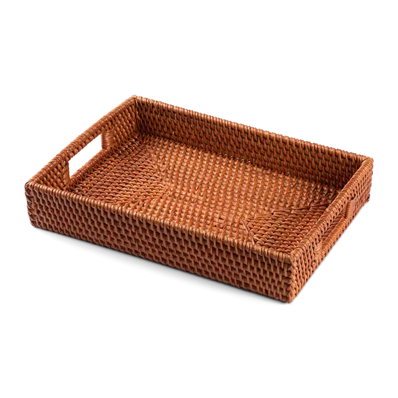 Handwoven brown rattan basket for organizing or serving, lightweight and durable. Perfect for kitchen, home decor, or gift use. Stylish and functional storage solution from Shop of Turkey.