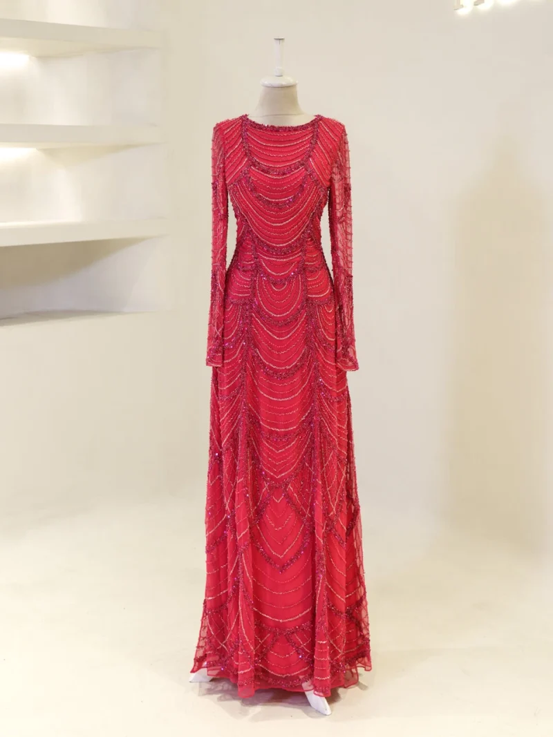 Couture Carmine Evening Dress