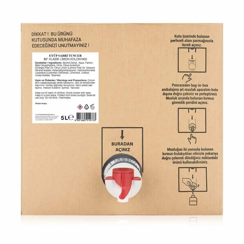 Classic Lemon Cologne 5L - Bag in Box - Eyüp Sabri Tuncer