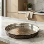 Black Embroidered Copper Baking Tray (35cm) - from Gaziantep