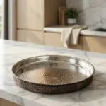 Black Embroidered Copper Baking Tray (35cm) - from Gaziantep