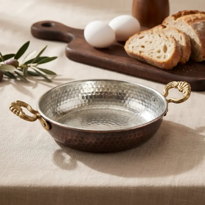 Black Hammered Copper Pan - from Gaziantep