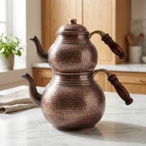 Black Hammered Copper Teapot (Large) - from Gaziantep