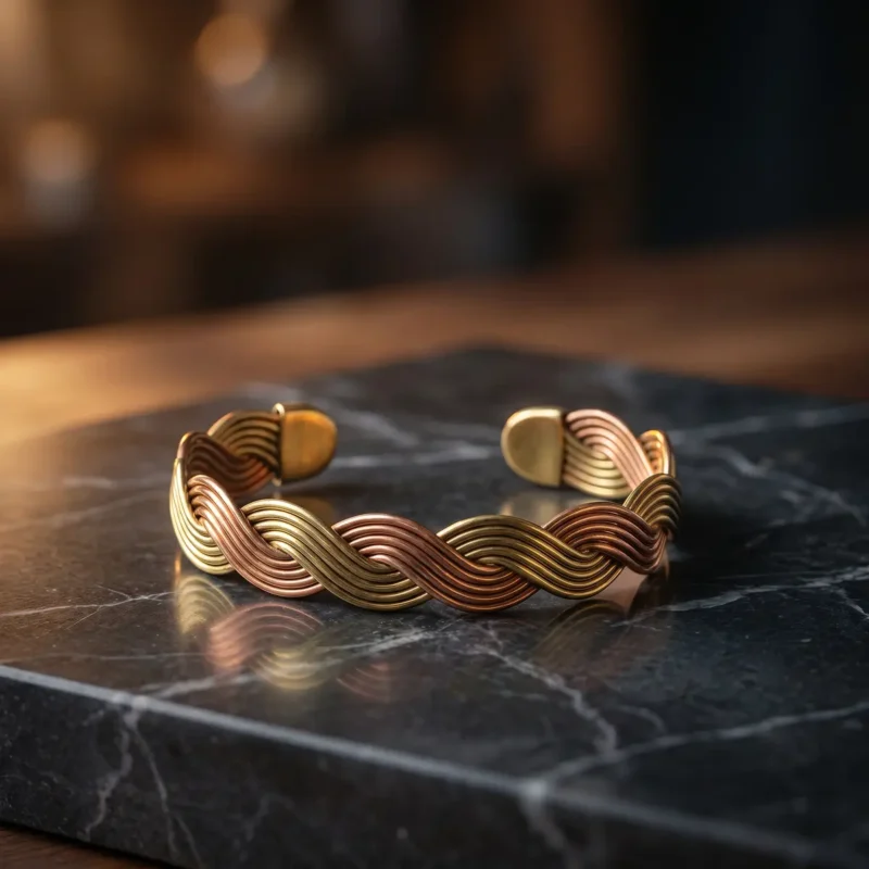 Copper and Brass Woven Bracelet - from Gaziantep