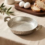 Embroidered Silver Color Copper Pan - from Gaziantep