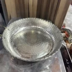 Embroidered Silver Color Copper Pan - from Gaziantep