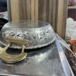 Embroidered Silver Color Copper Pan - from Gaziantep