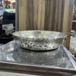 Embroidered Silver Color Copper Pan - from Gaziantep