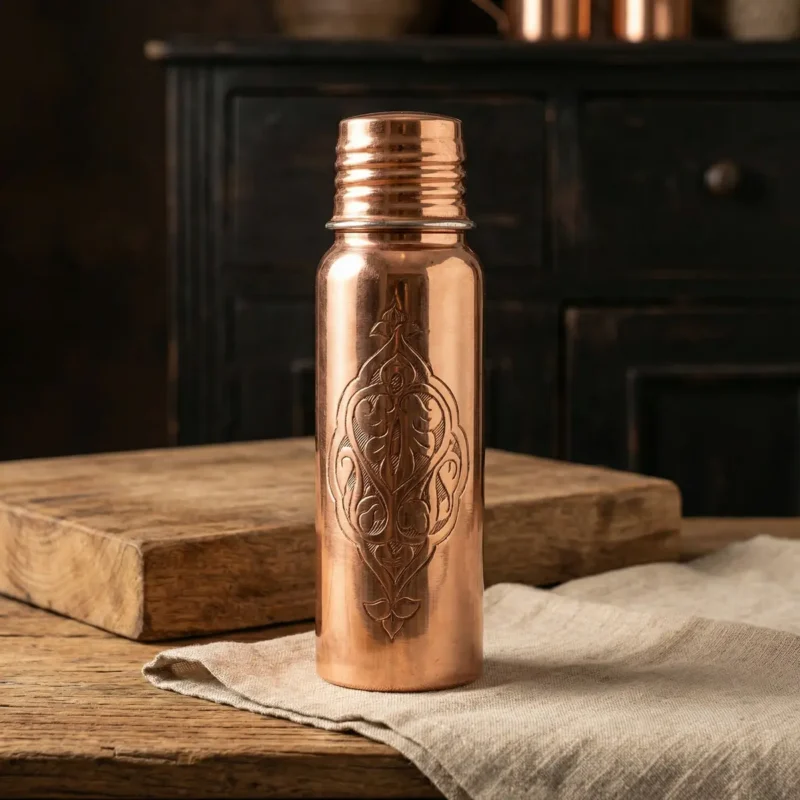 Engraved Copper Flask (550ml) - from Gaziantep Engraved Copper Flask (550ml) - from Gaziantep