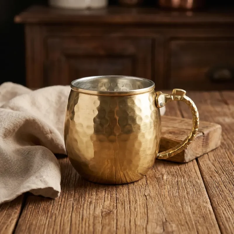 Golden Color Copper Cup (300ml) - from Gaziantep