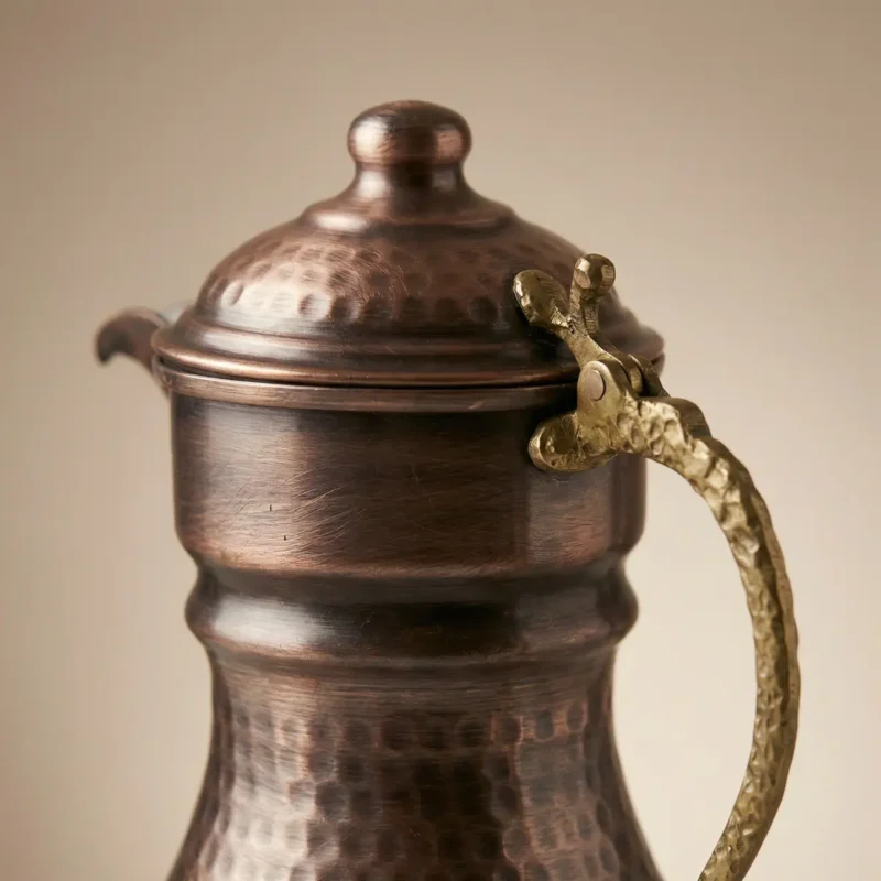 Lidded, Tinned Black Copper Pitcher (1.5L) - from Gaziantep