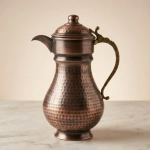 Lidded, Tinned Black Copper Pitcher (1.5L) - from Gaziantep
