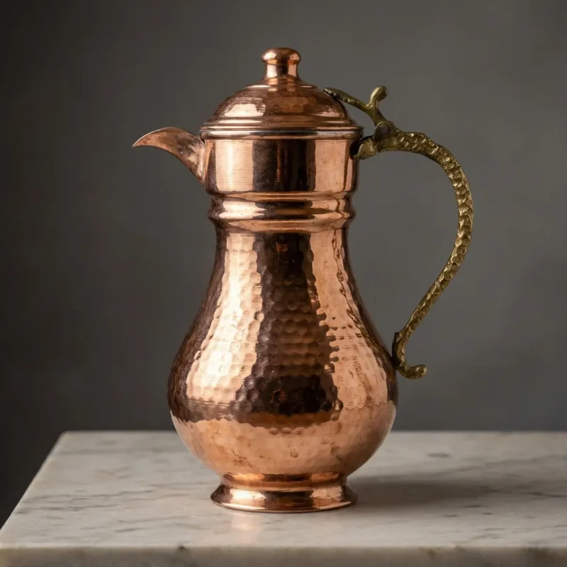 Lidded, Tinned Copper Pitcher (1.5L) - from Gaziantep Lidded, Tinned Copper Pitcher (1.5L) - from Gaziantep