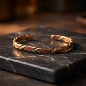 Pure Copper and Brass Thin Bracelet - from Gaziantep