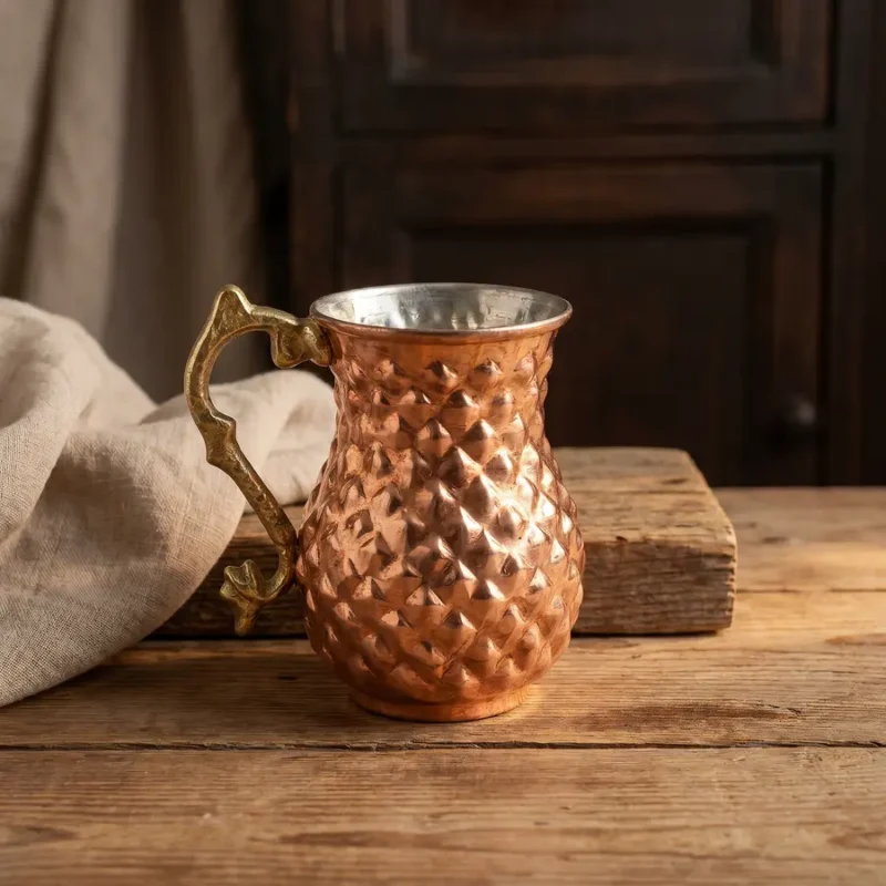 Pyramid Polished Copper Mug (350ml) - from Gaziantep
