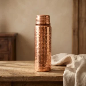 Red Hammered Copper Flask - from Gaziantep
