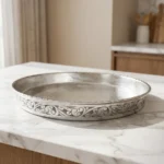 Silver Embroidered Copper Oven Tray (35cm) - from Gaziantep
