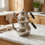 Silver Hammered Copper Teapot (Large) - from Gaziantep