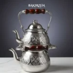 Silver Teapot with Top Handle, Embossed (Large) - from Gaziantep