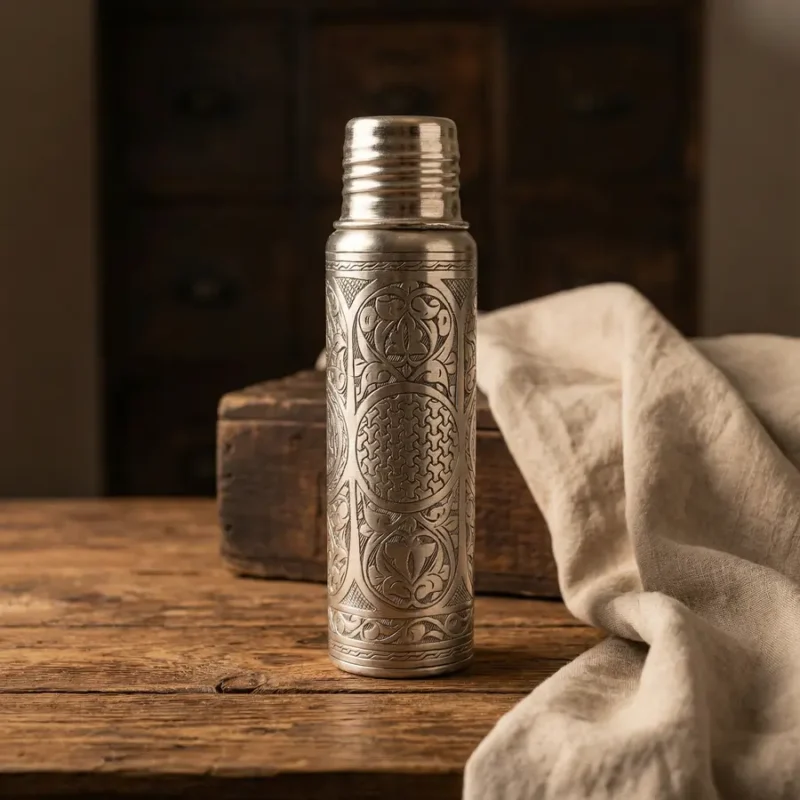 Special Series Heavily Embroidered Silver Flask (750ml) - from Gaziantep