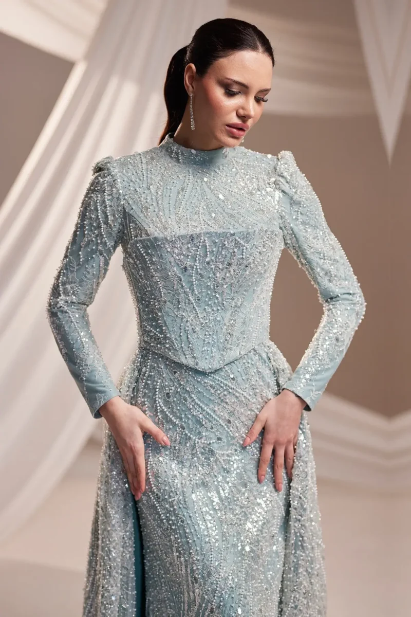 Aurelvine Hijab Evening Dress - Beaded Layered Silhouette 2026