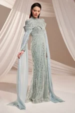Brelvaine Modest Formal Dress - Beaded Cape Evening Gown 2026