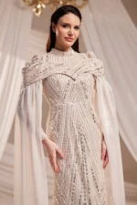 Brelvaine Modest Formal Dress - Beaded Cape Evening Gown 2026
