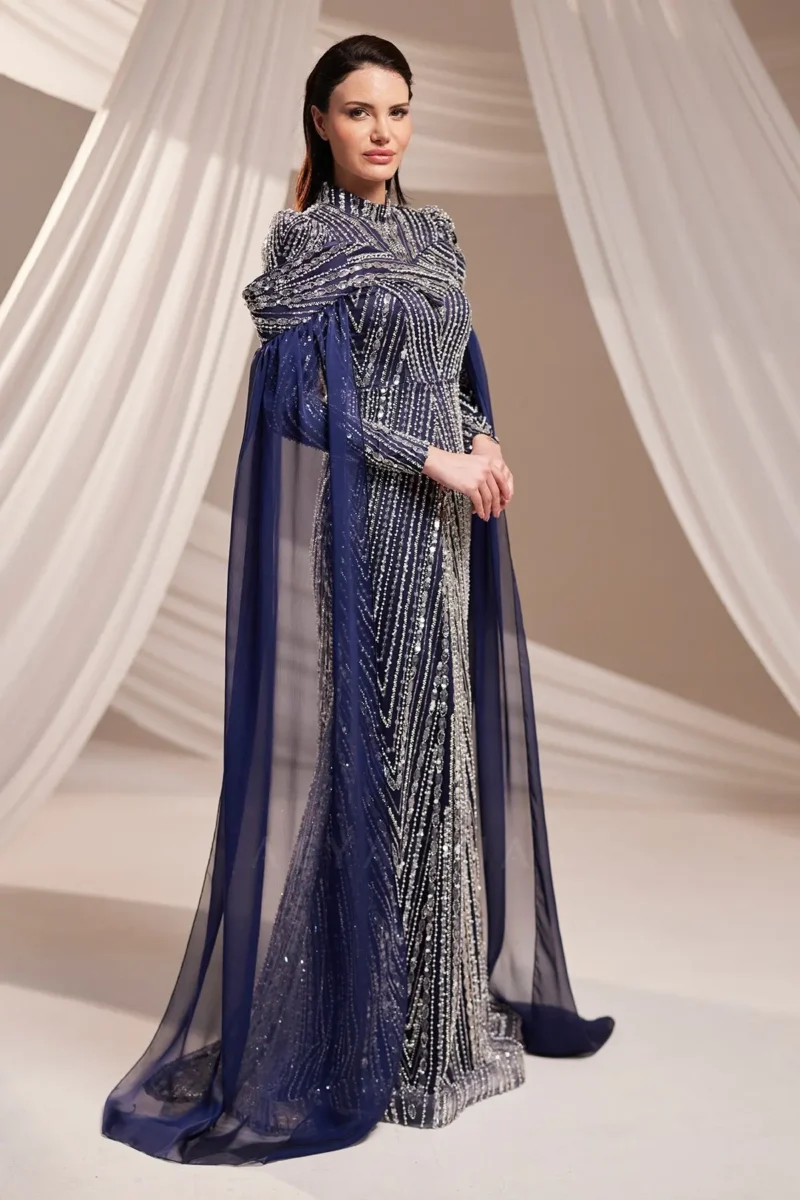 Brelvaine Modest Formal Dress - Beaded Cape Evening Gown 2026