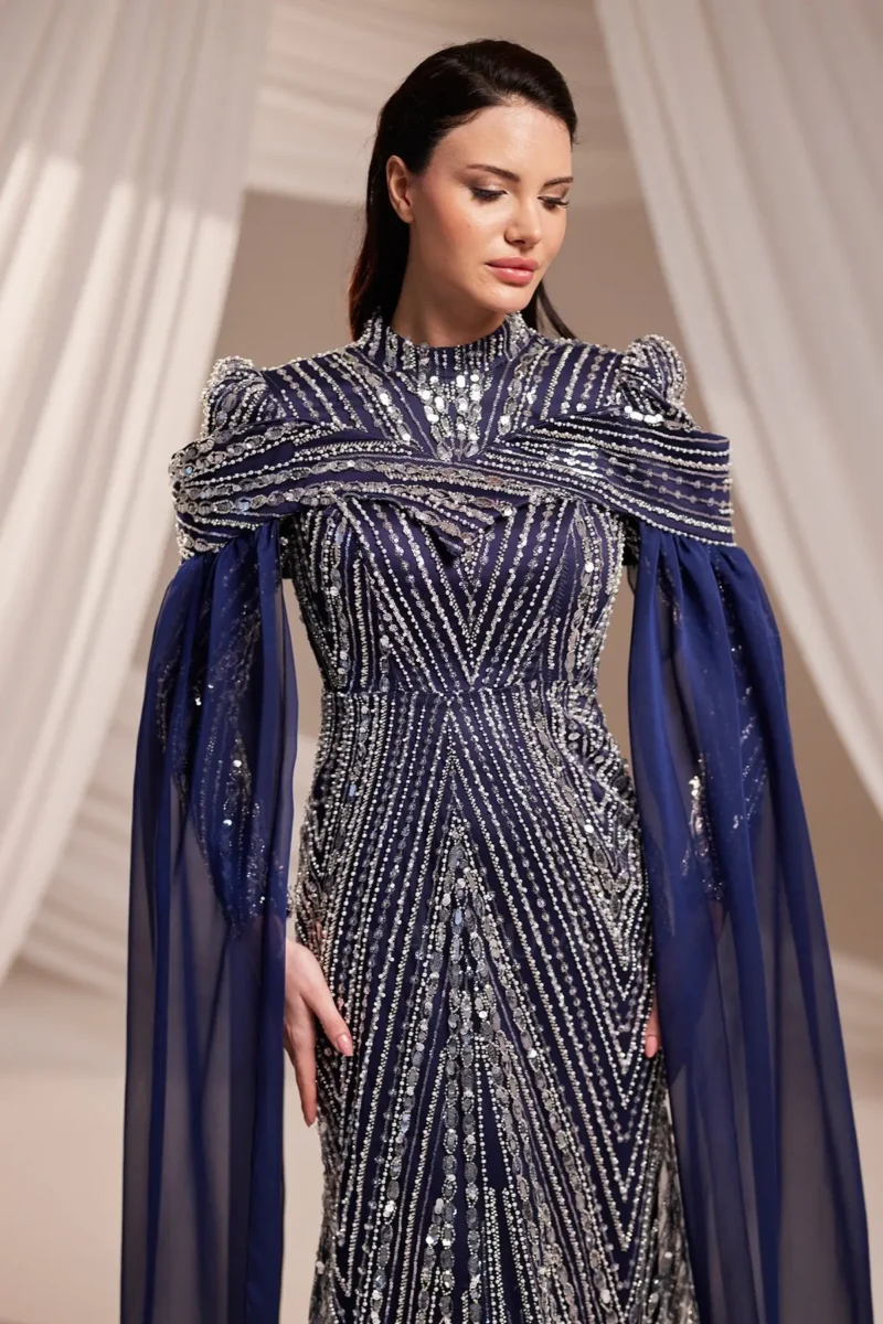 Brelvaine Modest Formal Dress - Beaded Cape Evening Gown 2026
