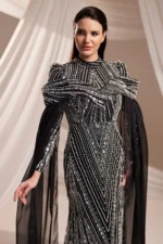 Brelvaine Modest Formal Dress - Beaded Cape Evening Gown 2026